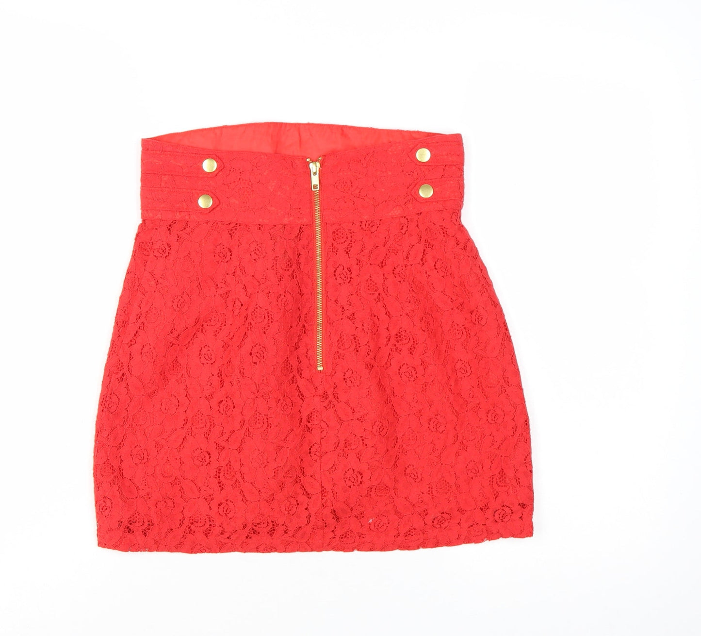 H&M Divided Women's Red Lace High Waist Mini Skirt Size 10