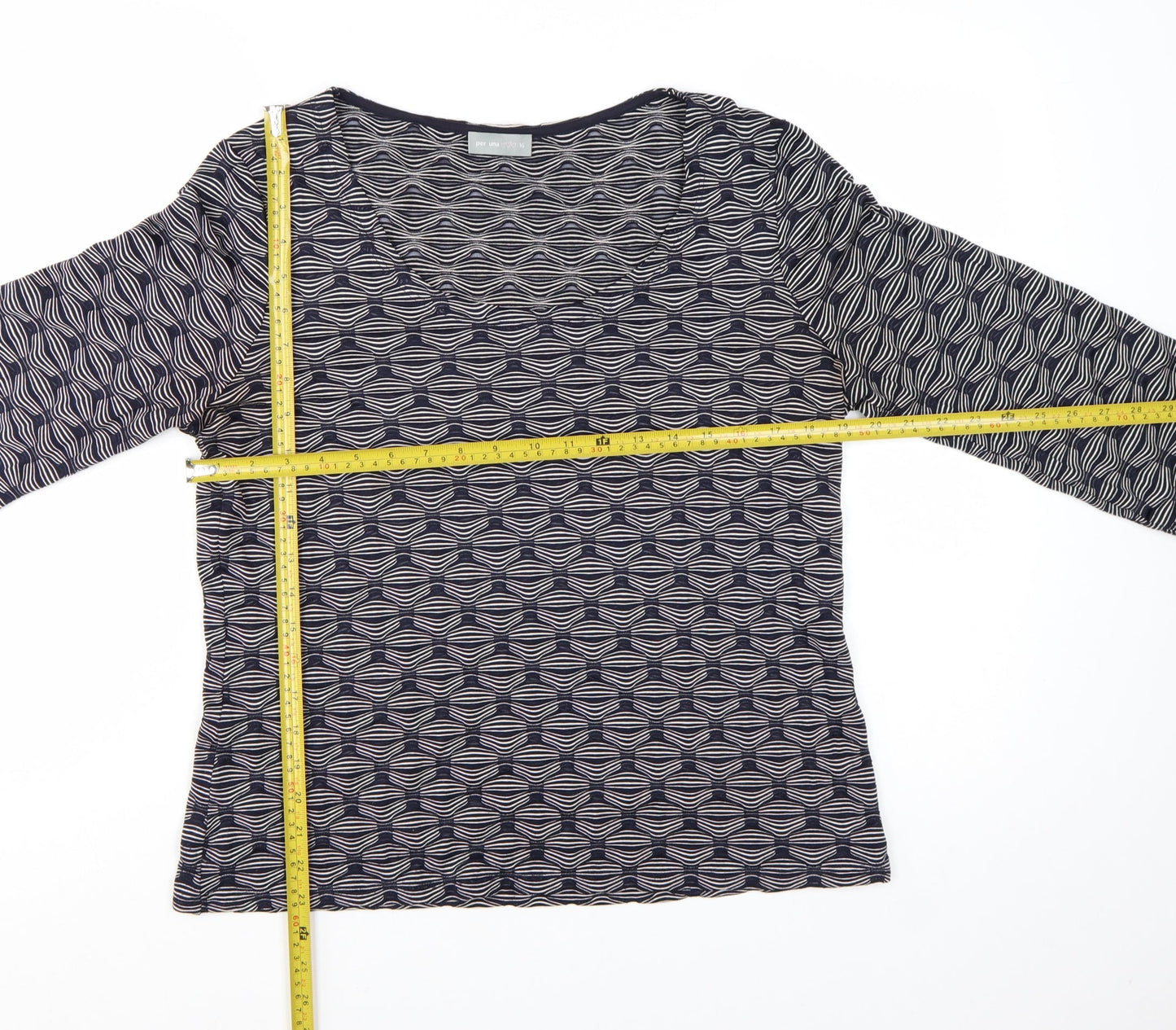 Marks and Spencer Women’s Blue Geometric Jersey Top Size 16