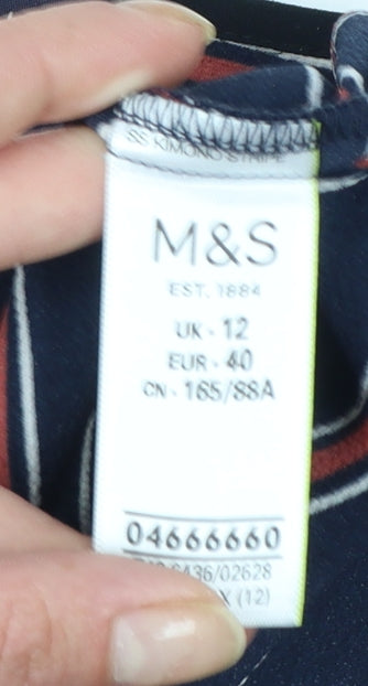 Marks and Spencer Women’s Blue Striped Kimono Blouse Size 12