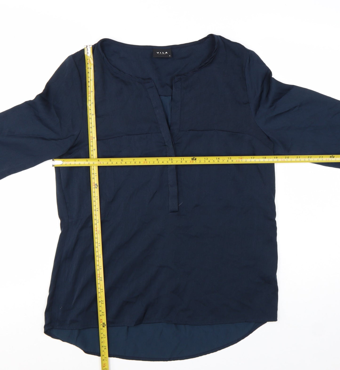 Vila Women Blue Polyester Long Sleeve Tunic Blouse M