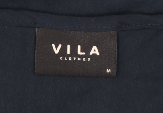 Vila Women Blue Polyester Long Sleeve Tunic Blouse M