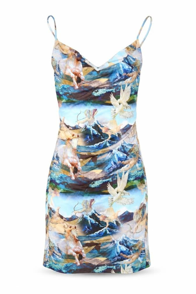 PRETTYLITTLETHING Women's Multicoloured Size 8 Slip Dress Ruched
