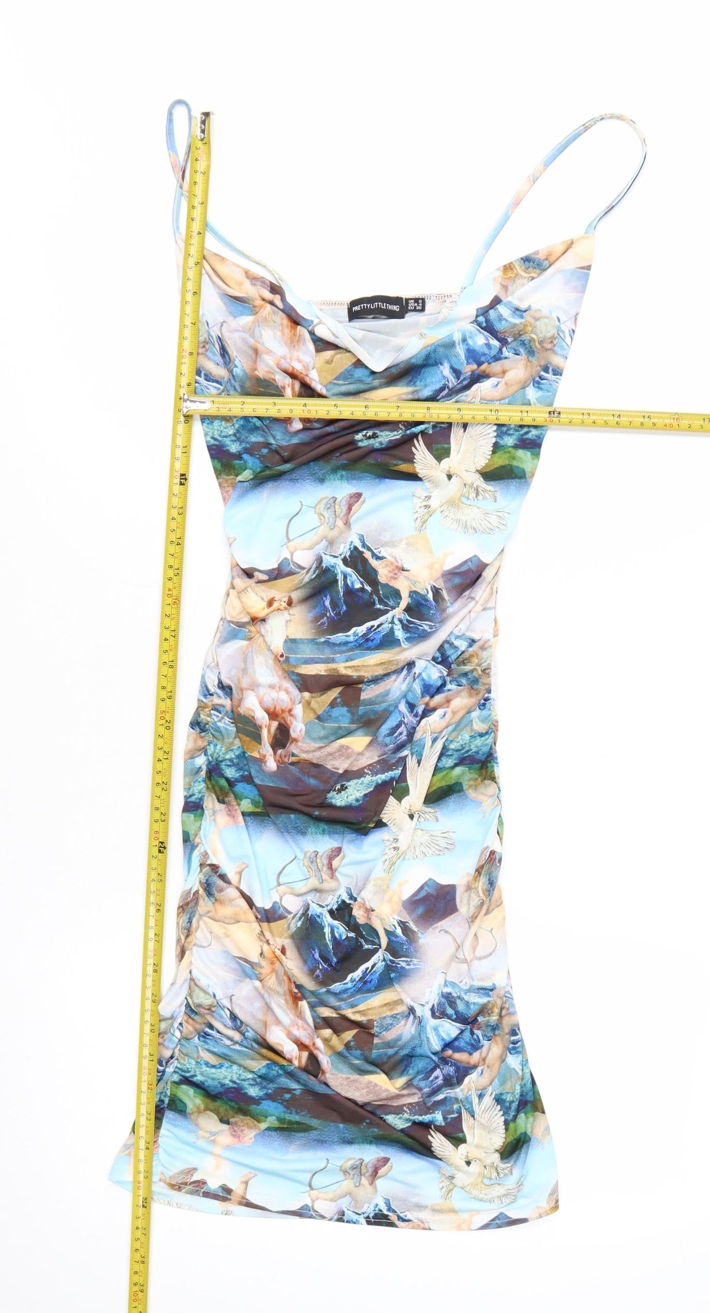 PrettyLittleThing Women's Multicoloured Size 8 Slip Dress Ruched