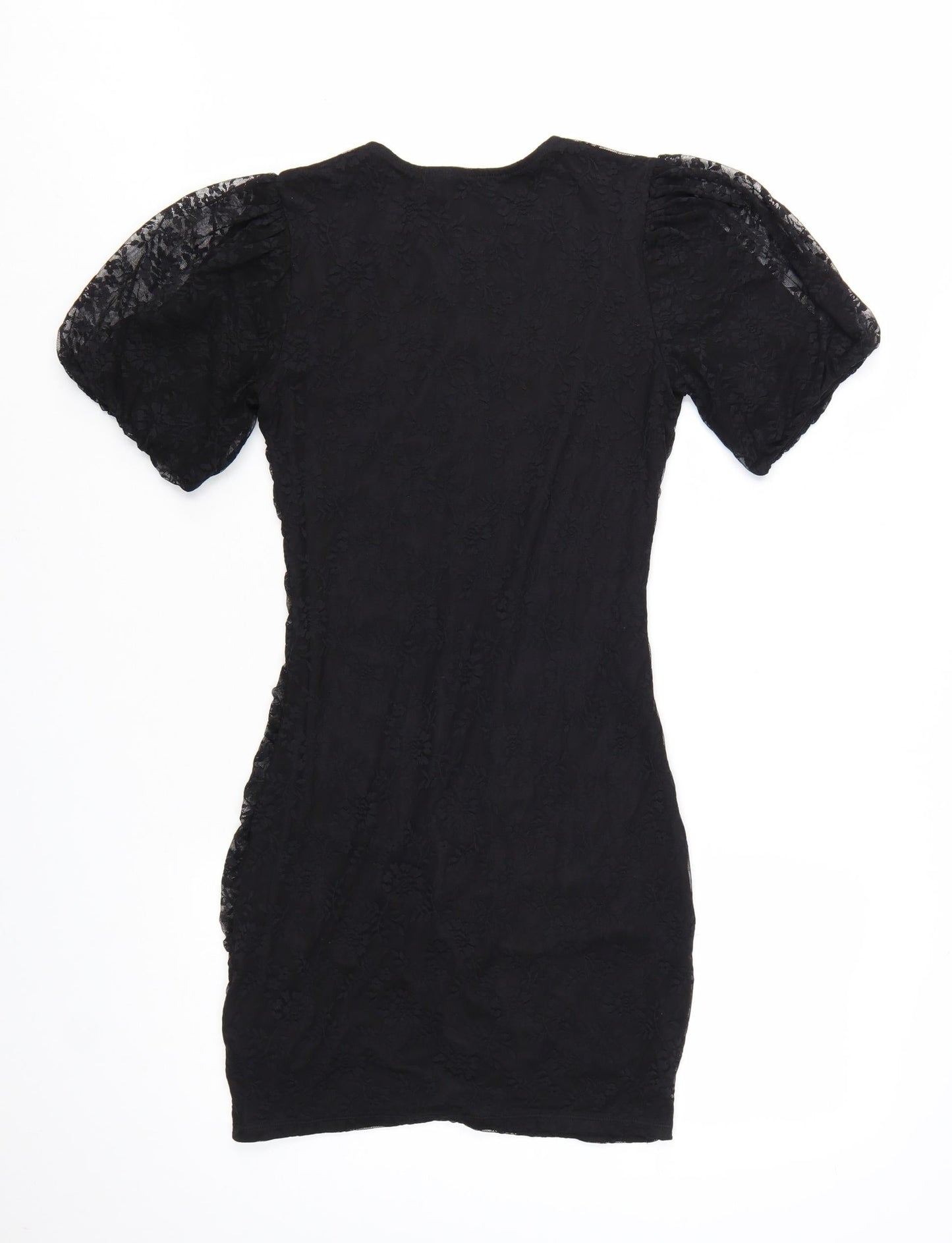 H&M Divided Women’s Black Puff Sleeve Bodycon Short Dress Size 8