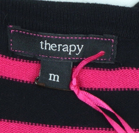 Therapy Women’s Black Pink Stripe Bodycon Knit Dress M