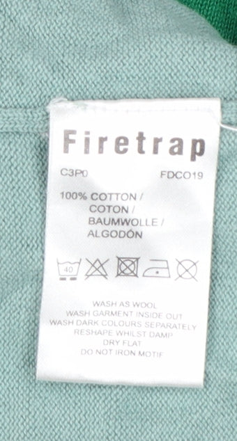 Firetrap Men's Multicoloured Striped Cotton Crew Neck Jumper Medium
