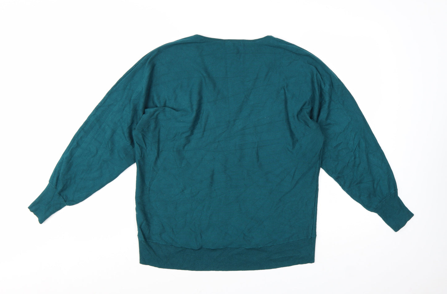 Monsoon Womens Green V-Neck Star Rhinestone Pullover Jumper Size M
