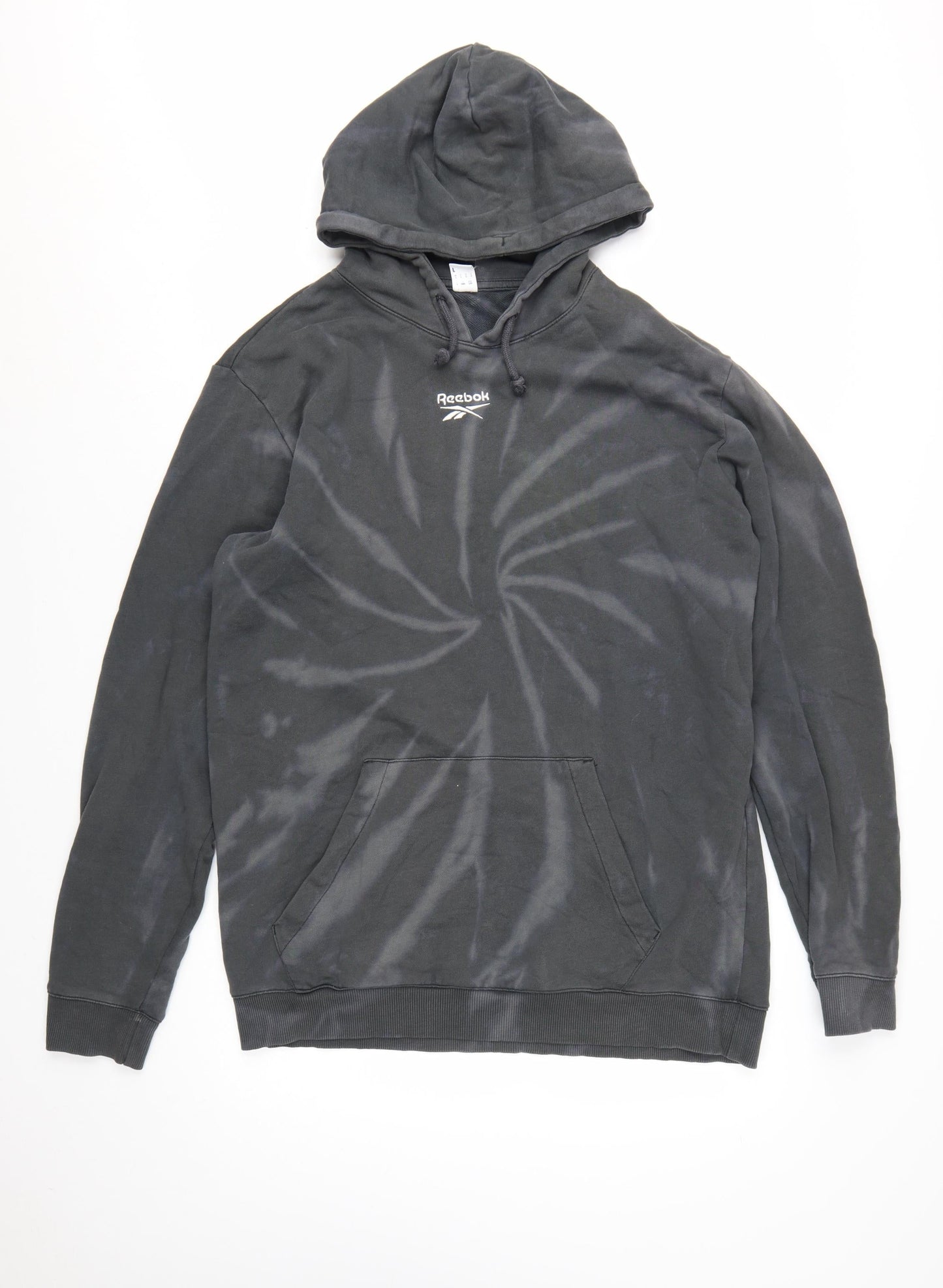 Reebok Men's Black Tie-Dye Pullover Hoodie Size L Sports Style