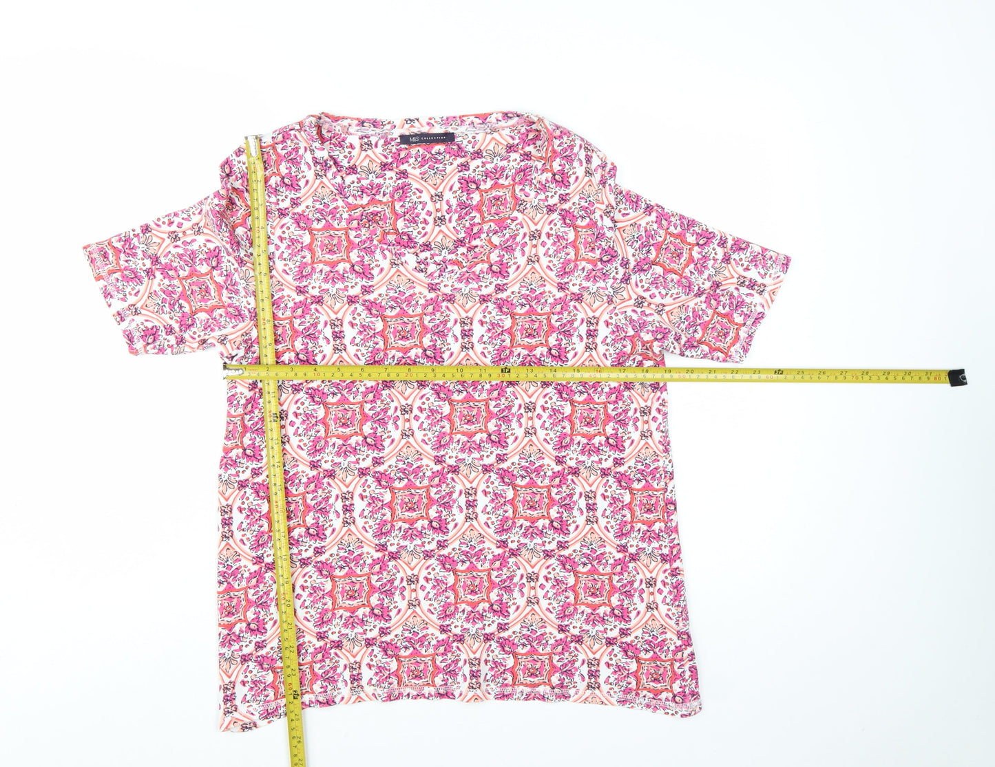 Marks and Spencer Womens Pink Floral Cotton Tunic Blouse Size 22