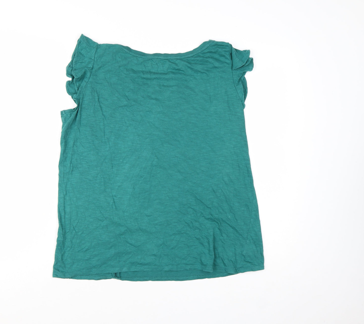 Ann Taylor Loft Women's Green Embroidered Cotton Sleeveless Top L