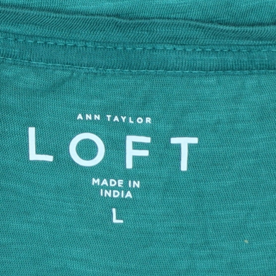 Ann Taylor Loft Women's Green Embroidered Cotton Sleeveless Top L