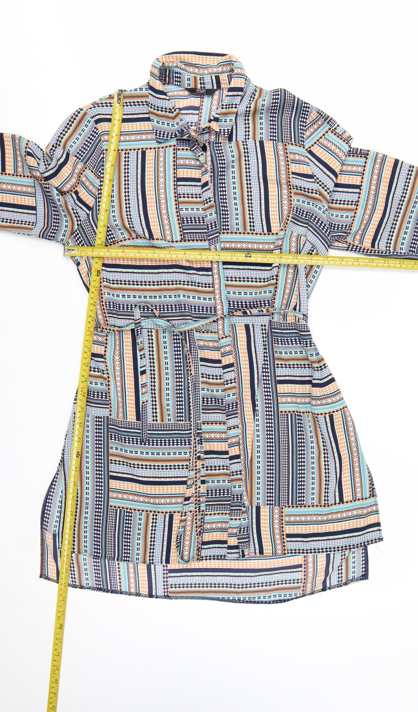 F&F Women’s Multicoloured Geometric Shirt Dress Size 12