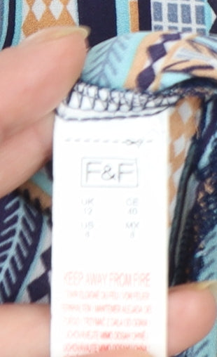 F&F Women’s Multicoloured Geometric Shirt Dress Size 12