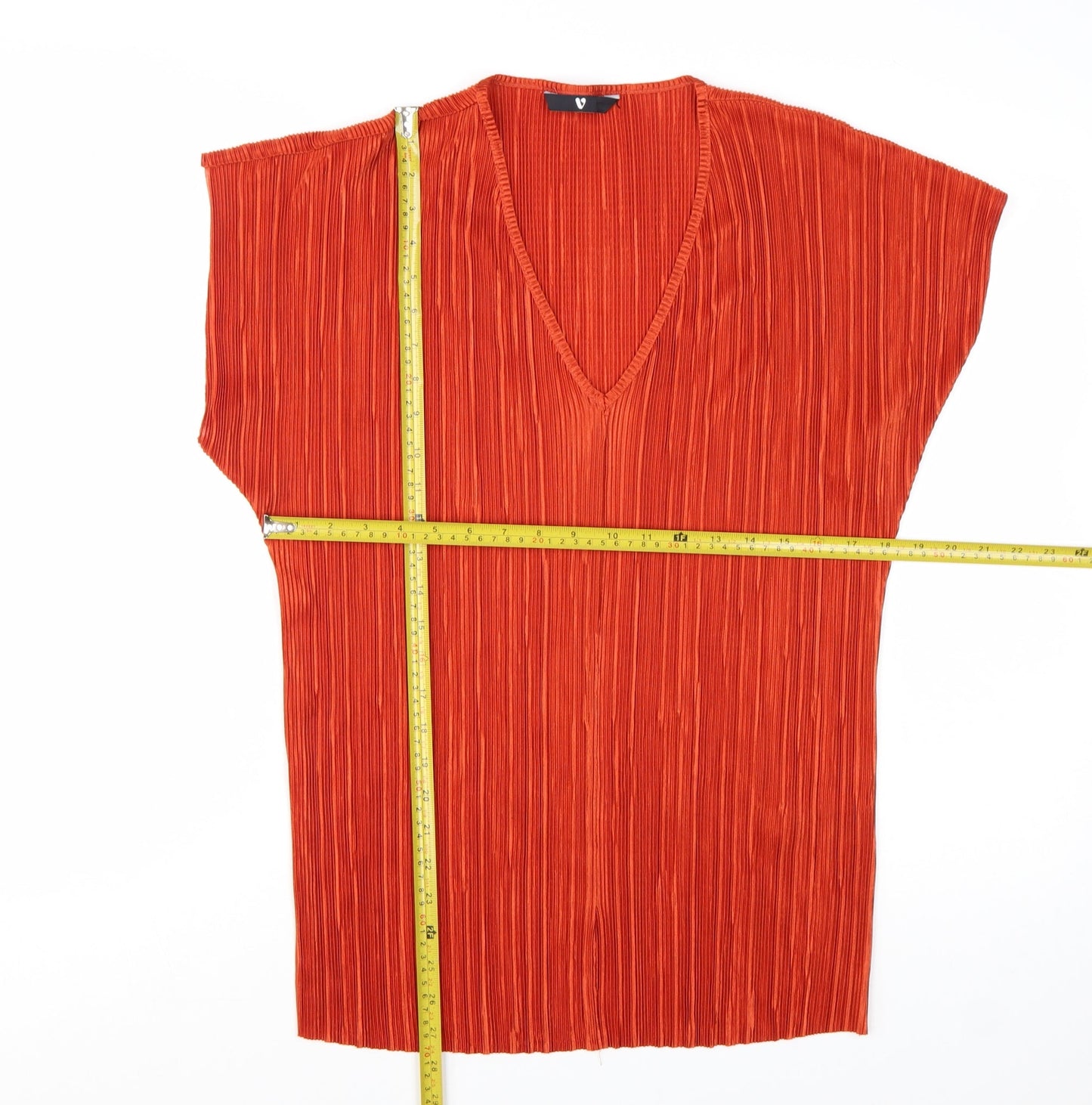 Bay Verity Women’s Orange V-Neck Pleated Tunic Blouse 2XL