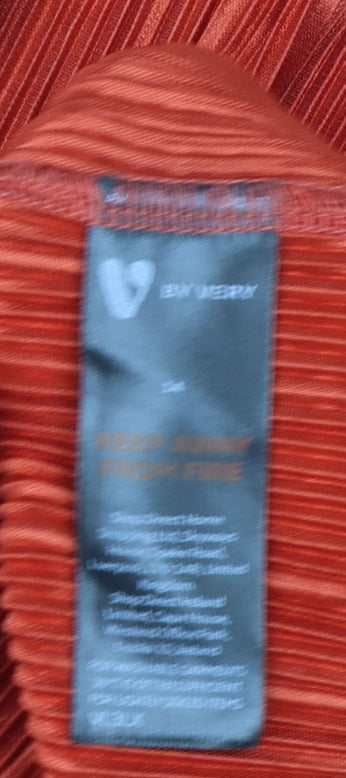 Bay Verity Women’s Orange V-Neck Pleated Tunic Blouse 2XL