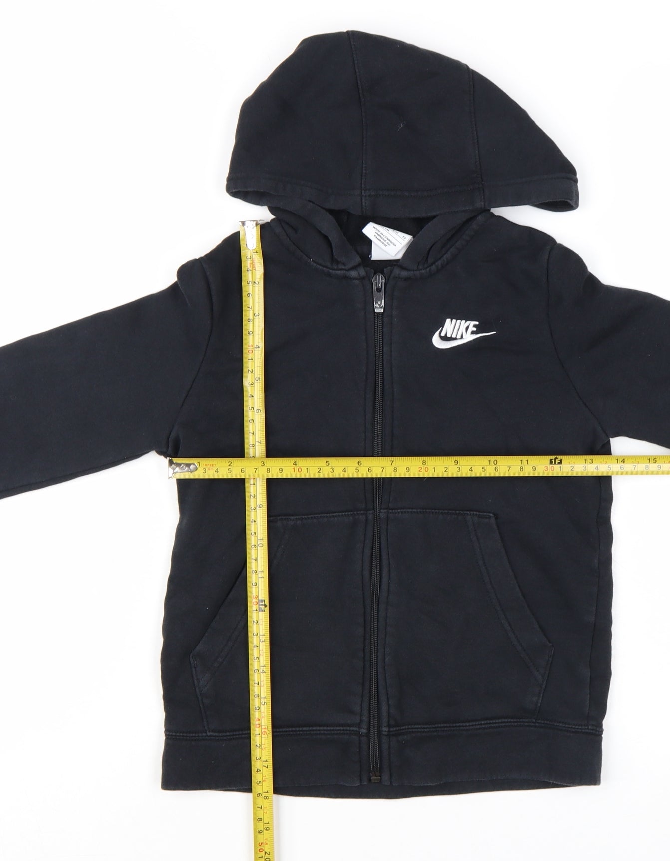 Nike Boys Black Full Zip Hoodie XS 122-128cm Cotton Blend Casual