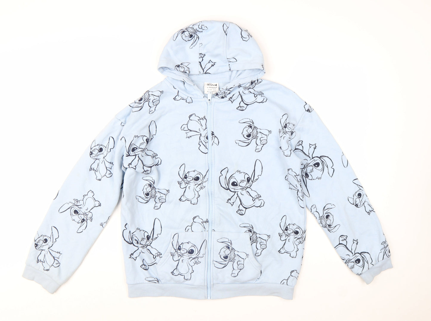 Primark Girls Blue Stitch Full Zip Hoodie 14-15 Years Disney Fleece