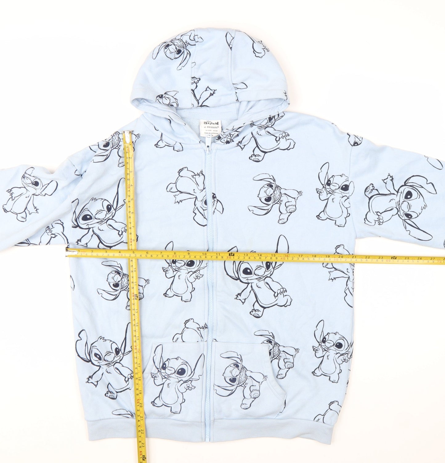 Primark Girls Blue Stitch Full Zip Hoodie 14-15 Years Disney Fleece
