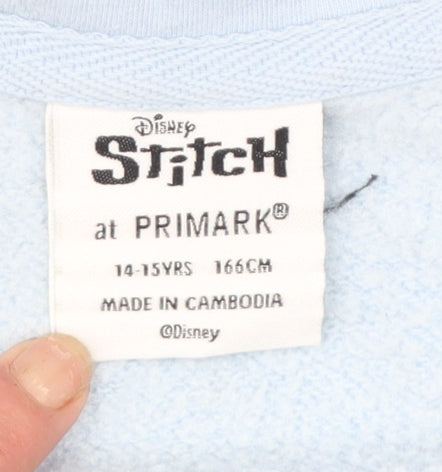 Primark Girls Blue Stitch Full Zip Hoodie 14-15 Years Disney Fleece