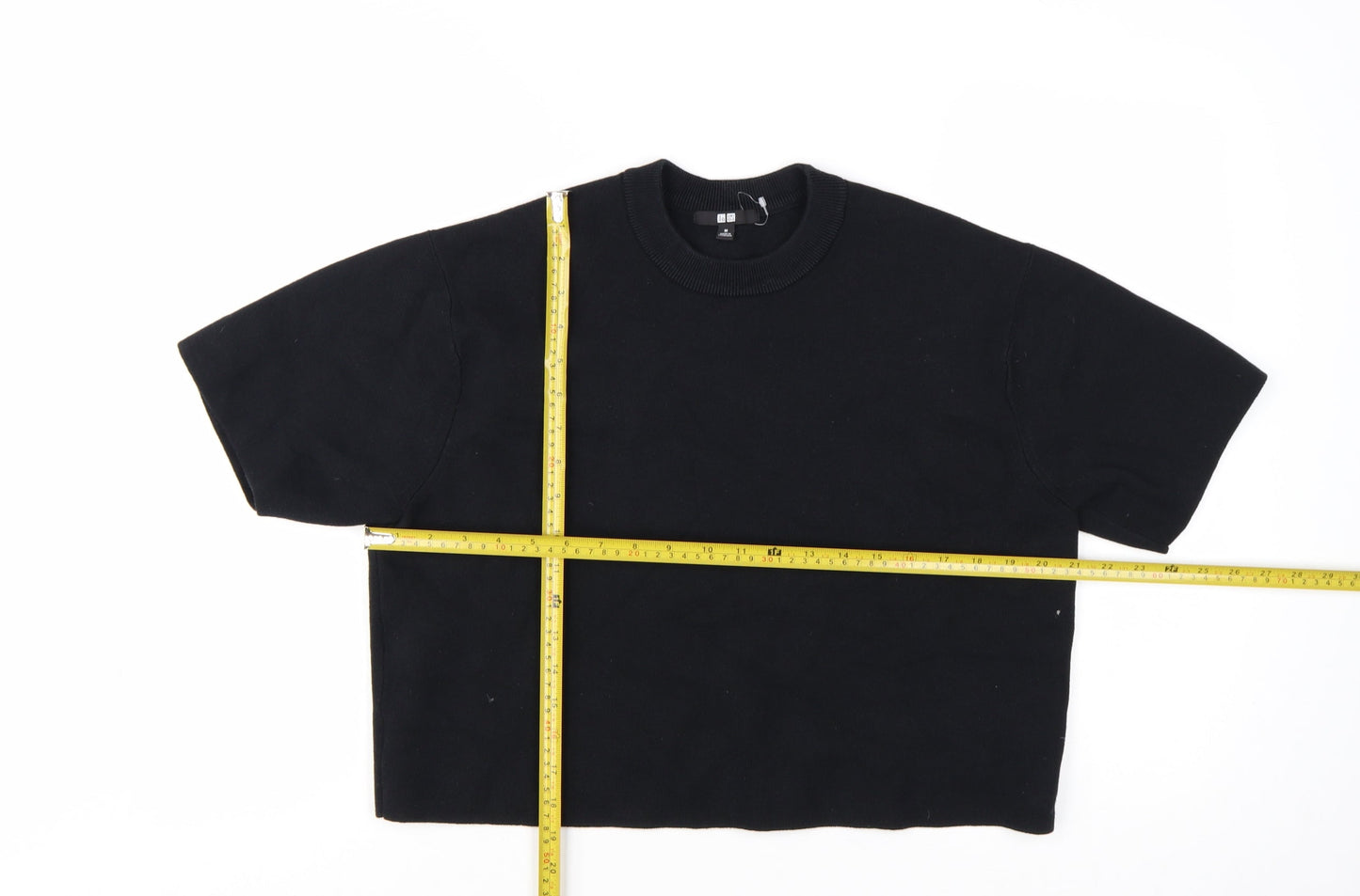 Uniqlo Women's Black Cotton Blend Short Sleeve Pullover Jumper Size M