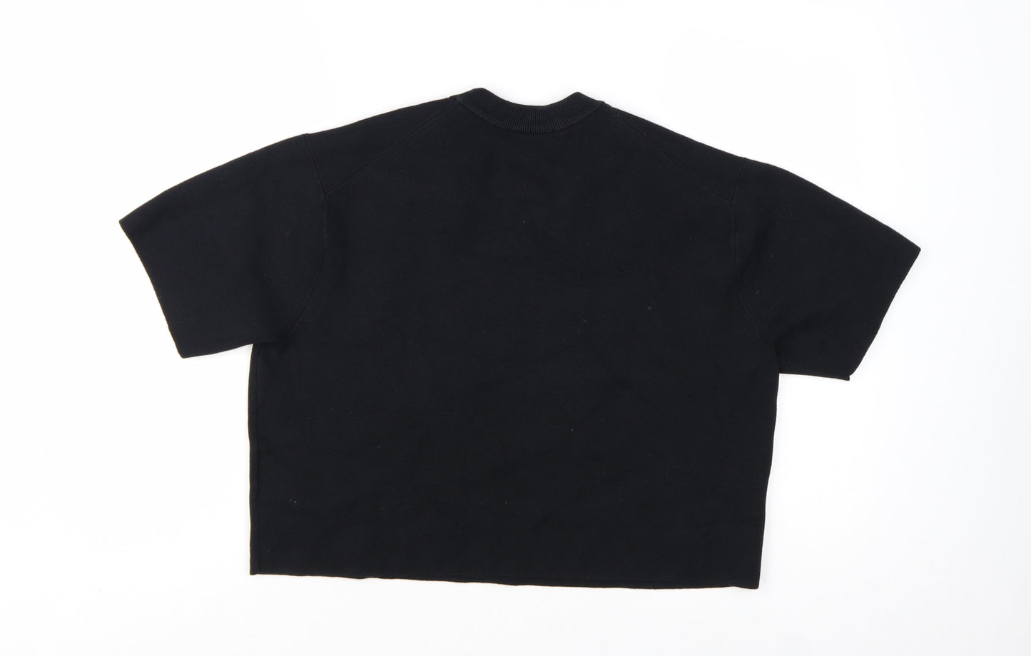 Uniqlo Women's Black Cotton Blend Short Sleeve Pullover Jumper Size M