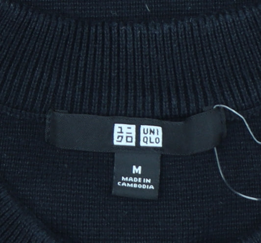 Uniqlo Women's Black Cotton Blend Short Sleeve Pullover Jumper Size M