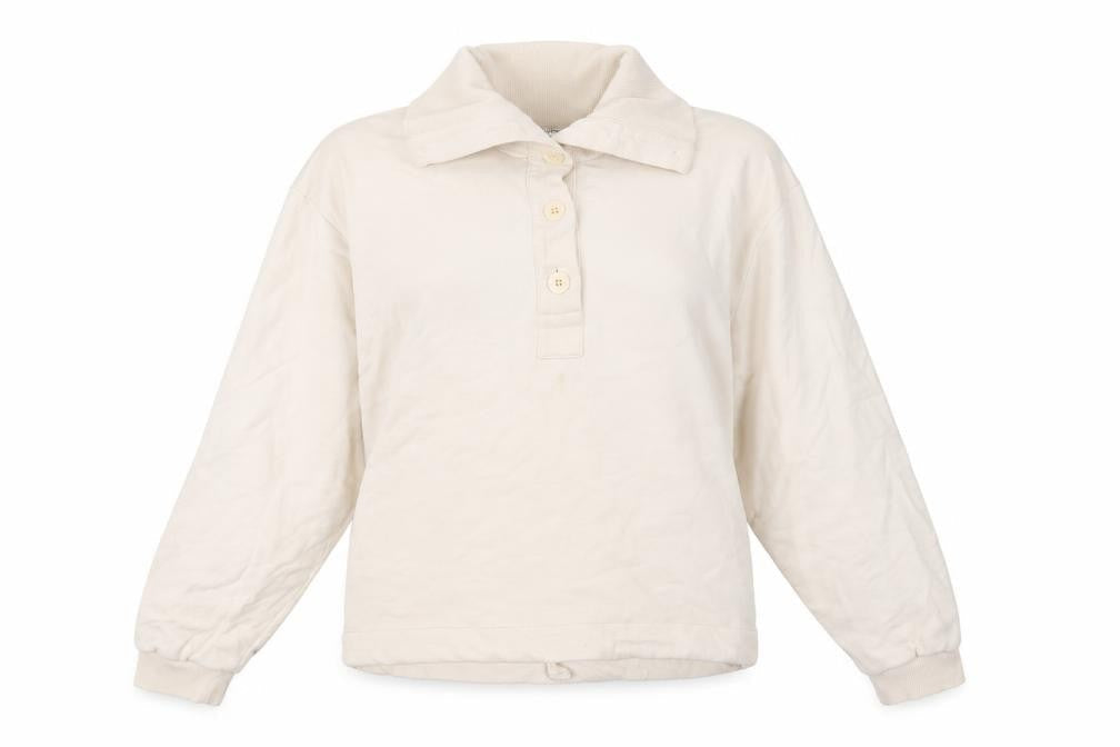 COS Women Beige Cotton Henley Pullover Sweatshirt Size L