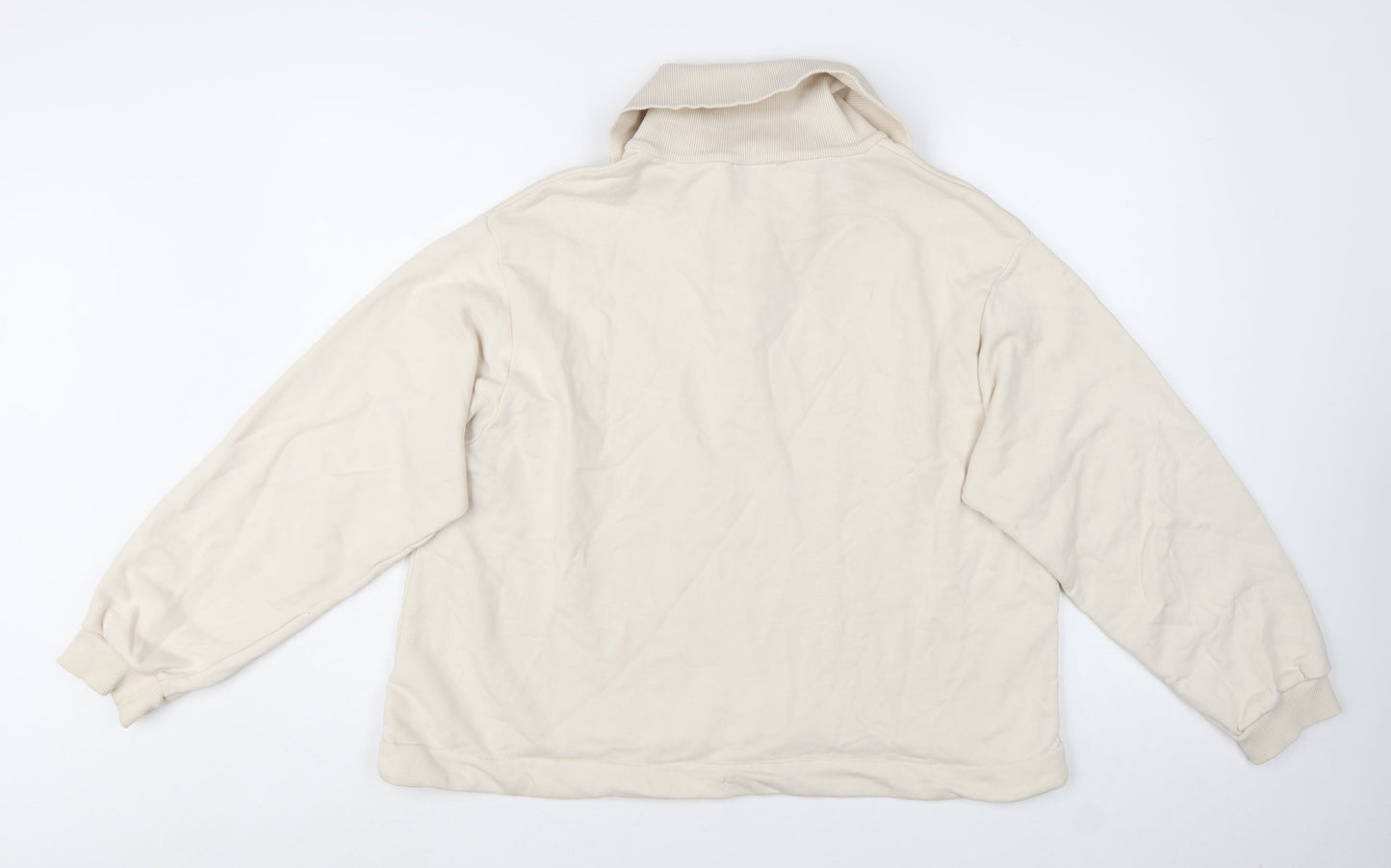 COS Women Beige Cotton Henley Pullover Sweatshirt Size L