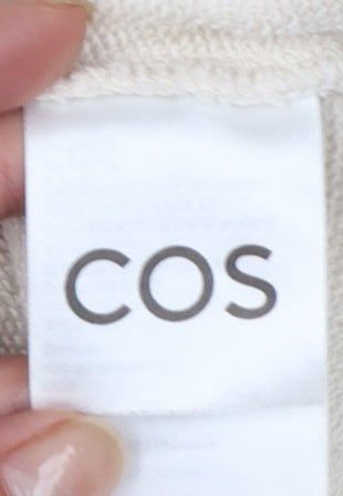 COS Women Beige Cotton Henley Pullover Sweatshirt Size L