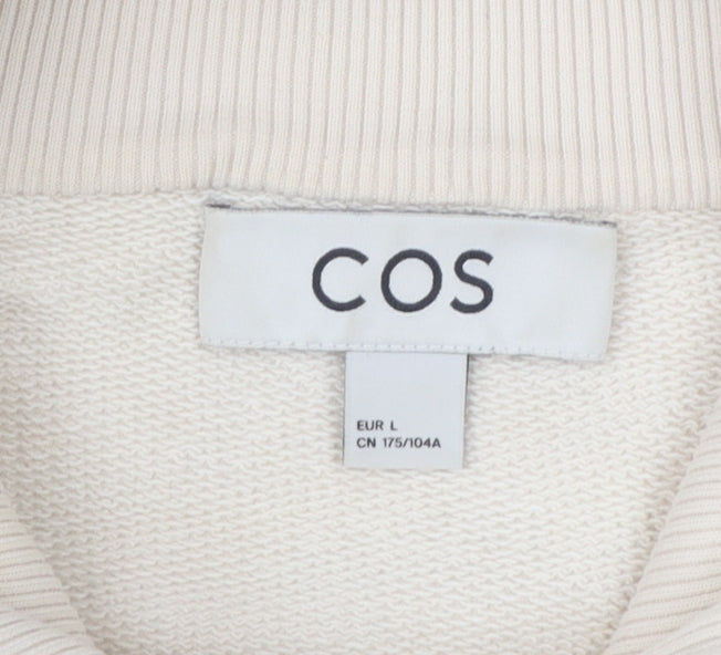 COS Women Beige Cotton Henley Pullover Sweatshirt Size L