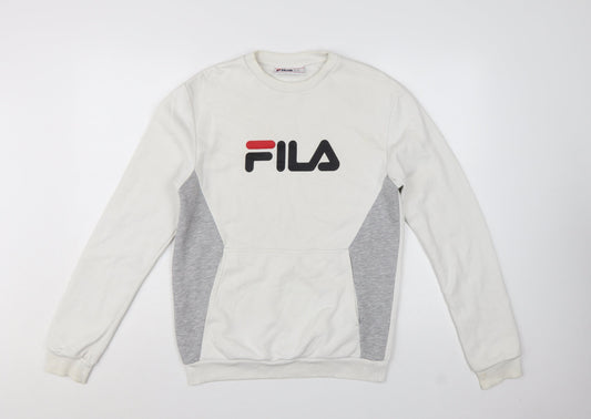 FILA Men's White XS Pullover Sweatshirt Logo Graphic