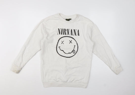 New Look Girls White Nirvana Graphic Pullover Sweatshirt 10-11 Years