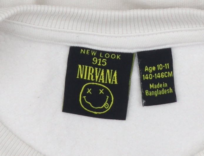 New Look Girls White Nirvana Graphic Pullover Sweatshirt 10-11 Years