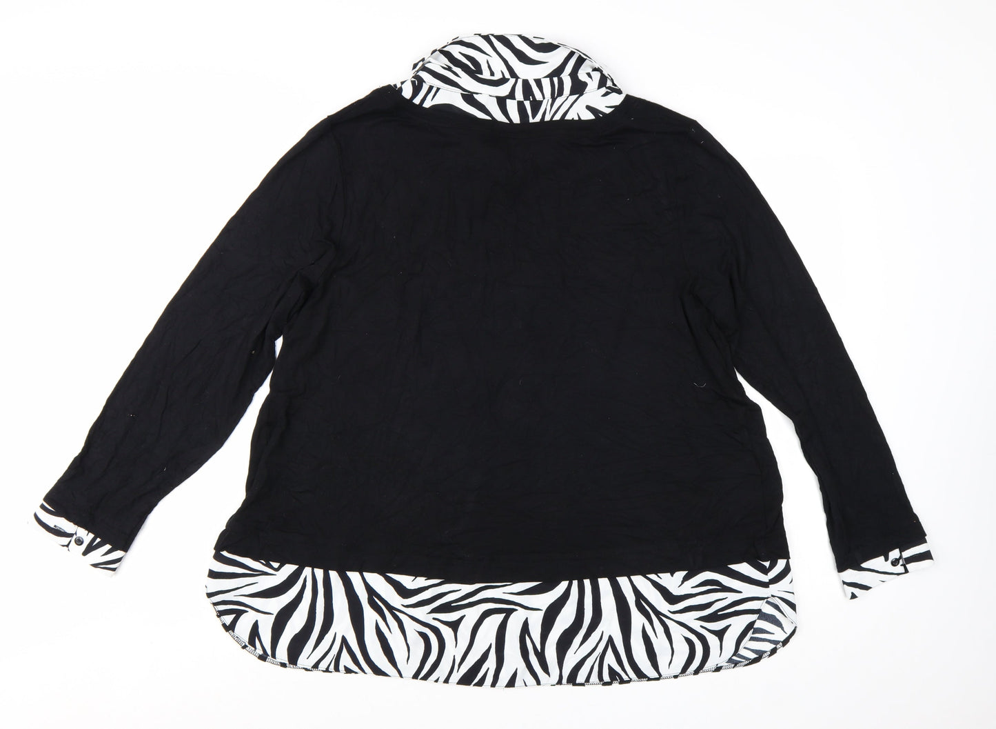 Evans Women's Black Zebra Print Collar Tunic Blouse Size 20