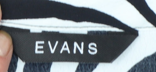 Evans Women's Black Zebra Print Collar Tunic Blouse Size 20