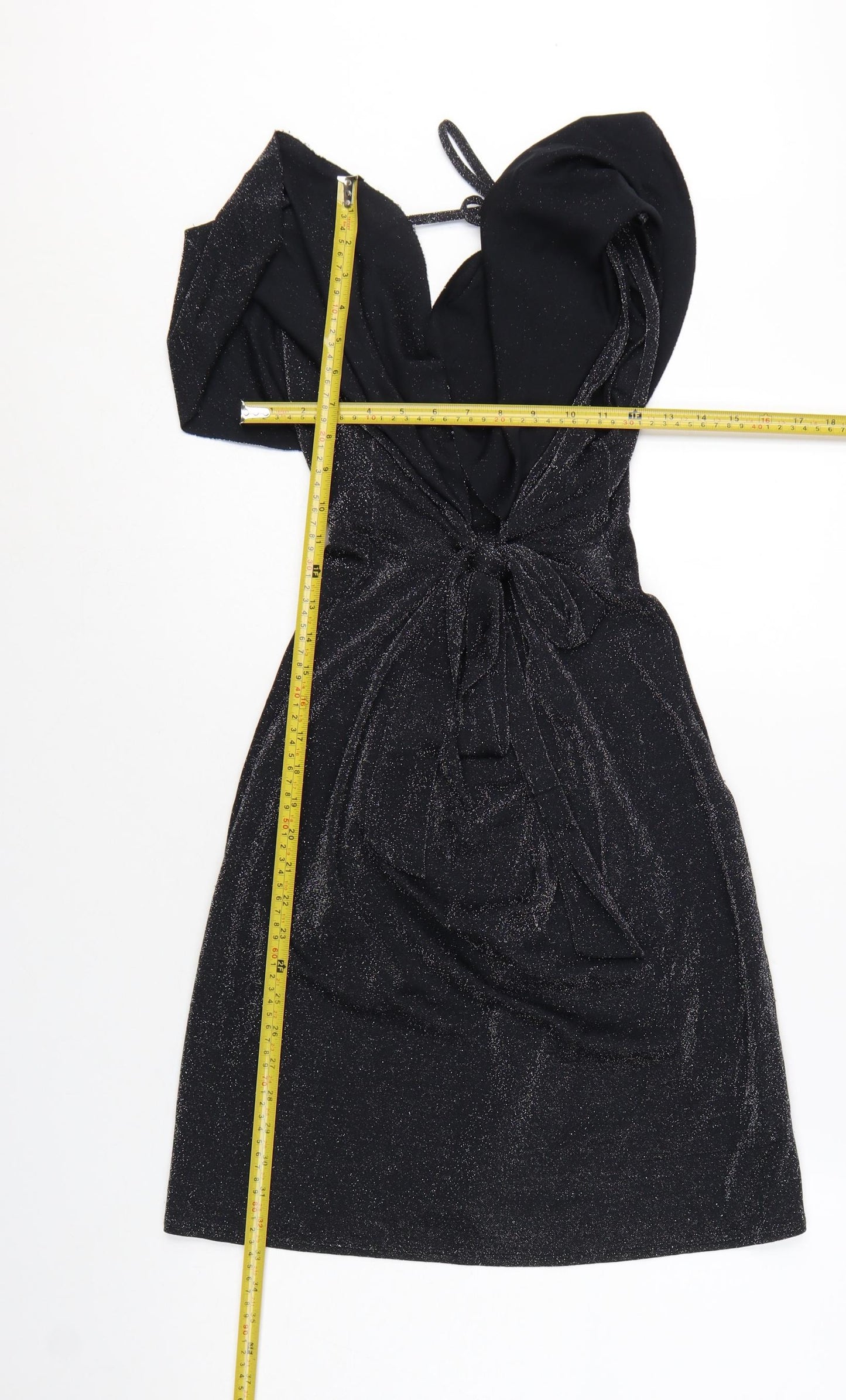 Dorothy Perkins Women’s Black Glitter Wrap Dress Size 10