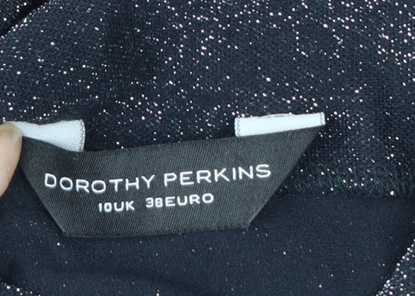 Dorothy Perkins Women’s Black Glitter Wrap Dress Size 10