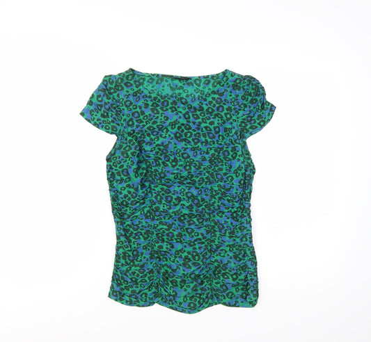 Prewornwholesale purple cropped slim fit active T-shirt with short sleeves and a high neckline.