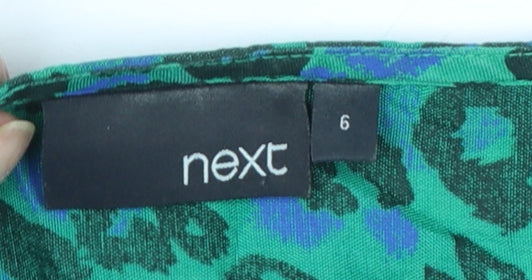 Next Women's Green Animal Print Viscose Blouse Size 6