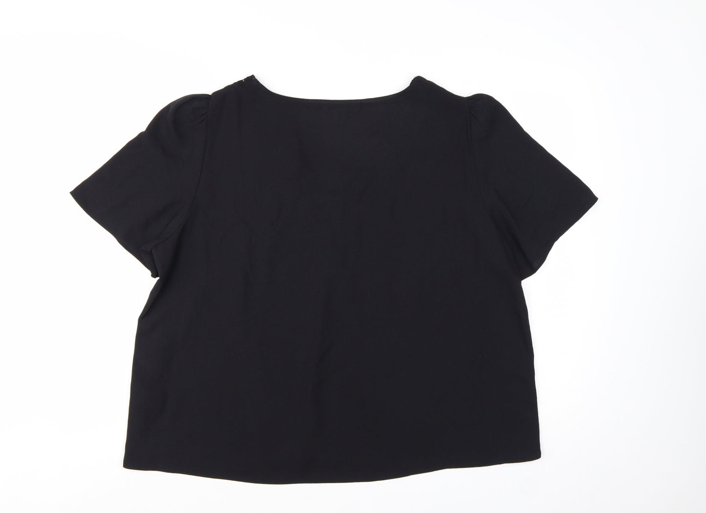 Next Women’s Black Lace Trim V-Neck Short Sleeve Blouse UK 20