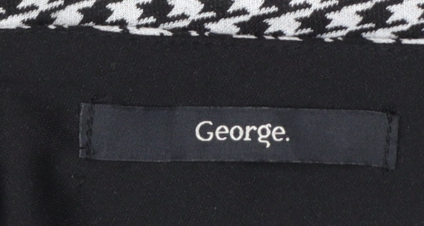 George Women Black Houndstooth Sleeveless V-Neck Pinafore Dress Size 10