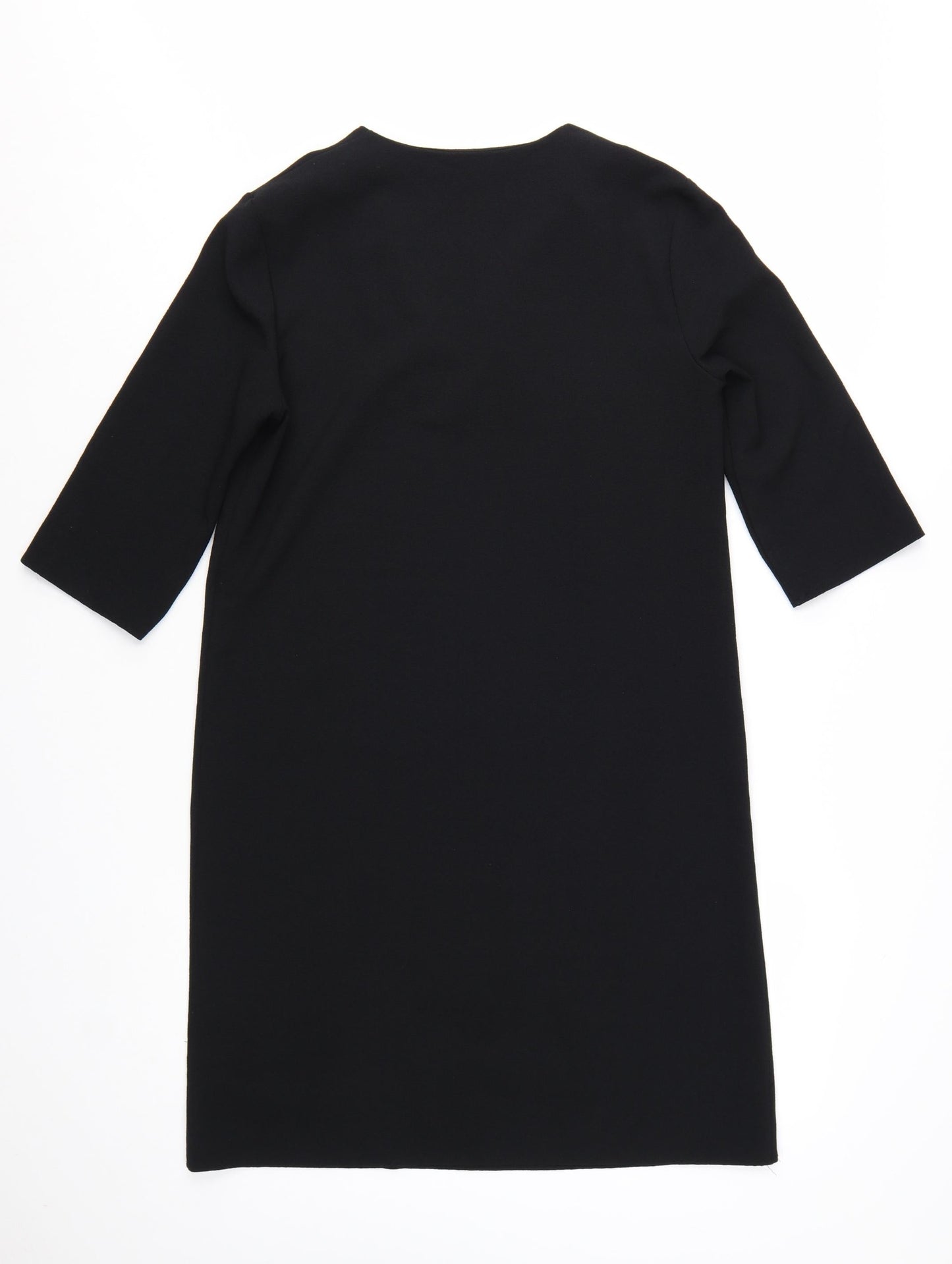 Marks and Spencer Women Black Size 12 Shift Dress 3/4 Sleeve V-Neck