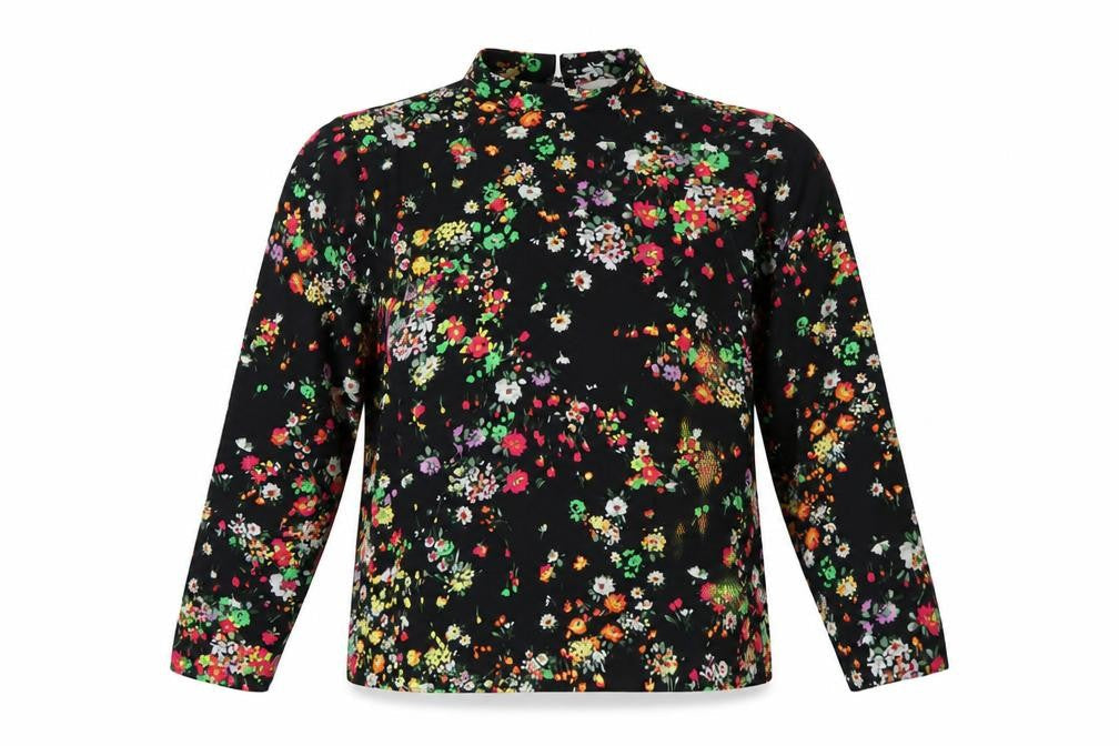 H&M Womens Multicoloured Floral High Neck Long Sleeve Blouse Size 12