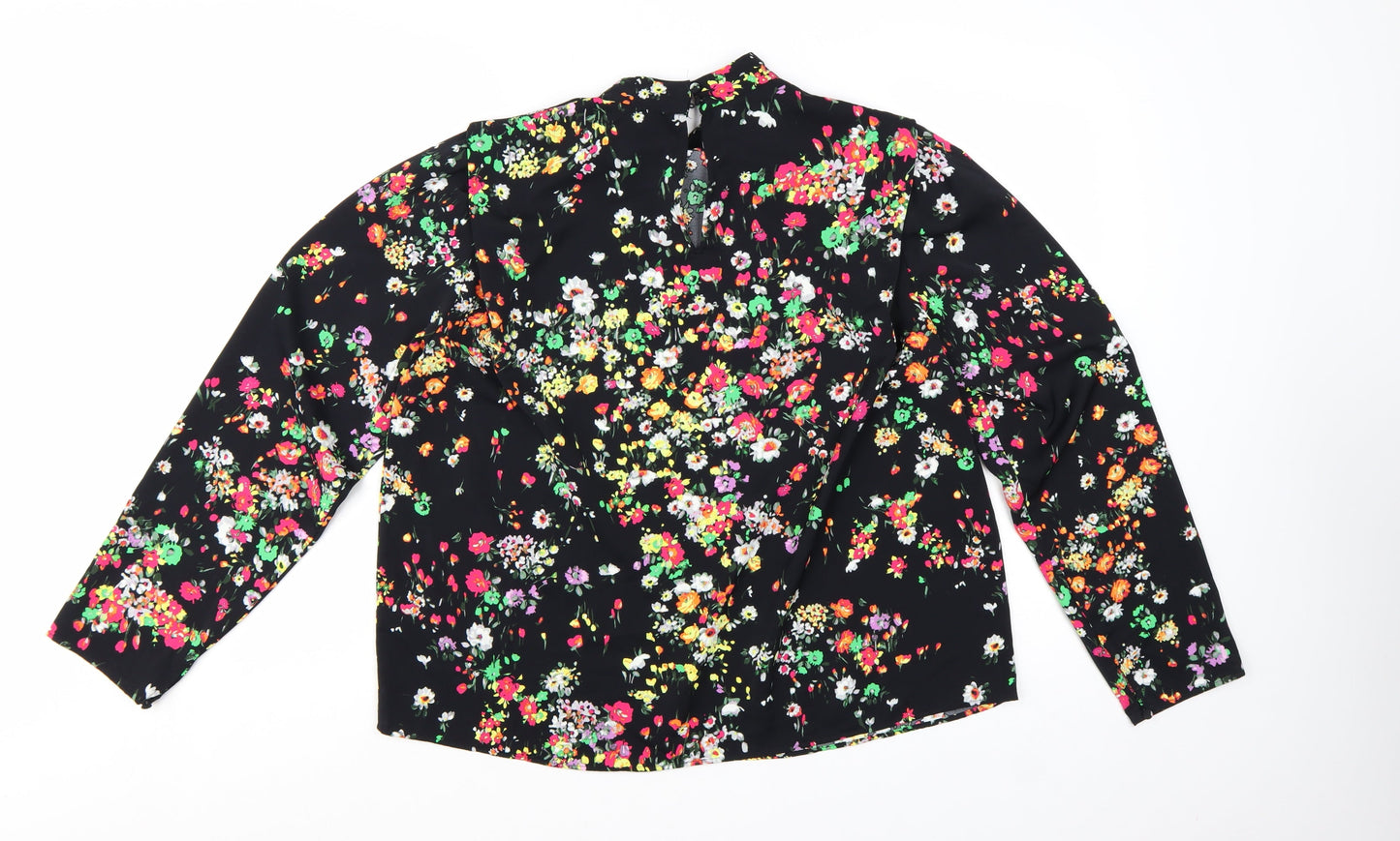 H&M Womens Multicoloured Floral High Neck Long Sleeve Blouse Size 12