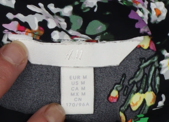 H&M Womens Multicoloured Floral High Neck Long Sleeve Blouse Size 12