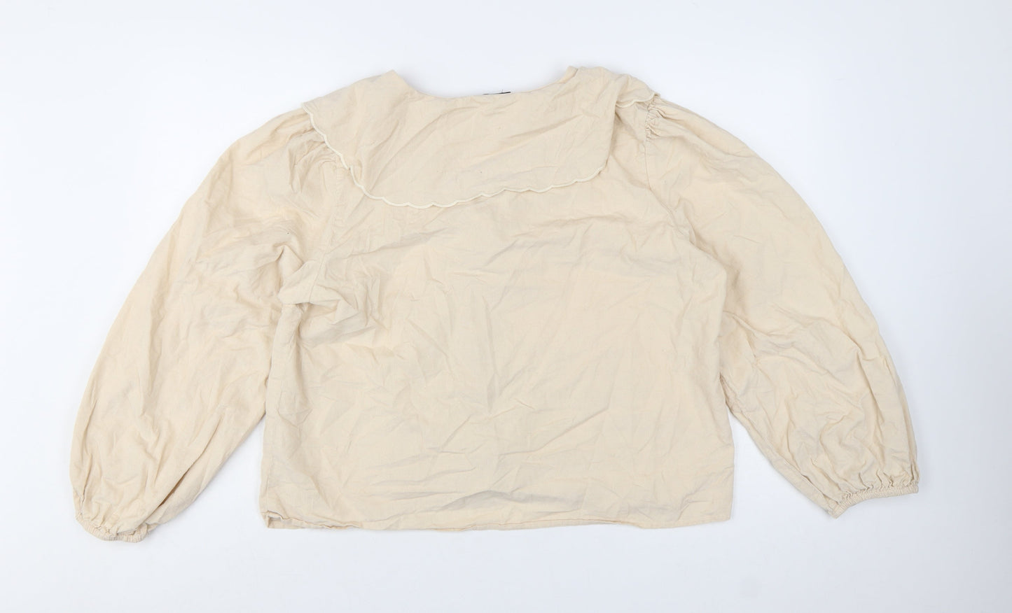 Nobody's Child Women's Beige Cotton Button Blouse UK 16 Tunic Style