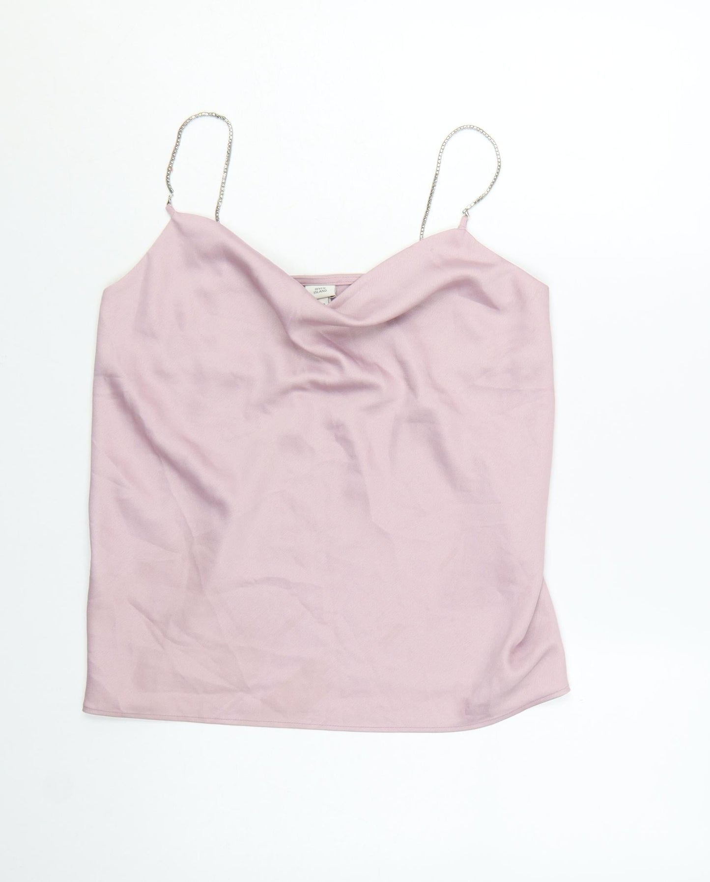 River Island Women Pink Satin Cowl Neck Camisole Top UK 8