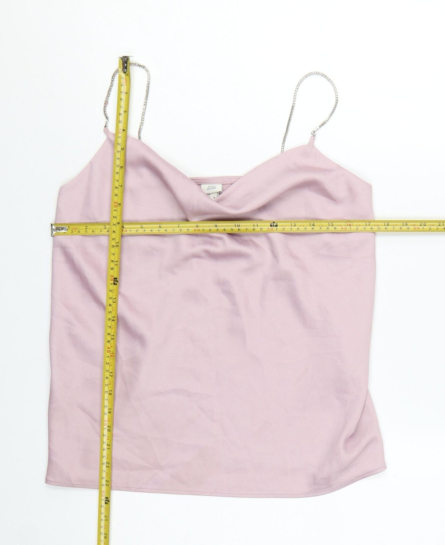 River Island Women Pink Satin Cowl Neck Camisole Top UK 8