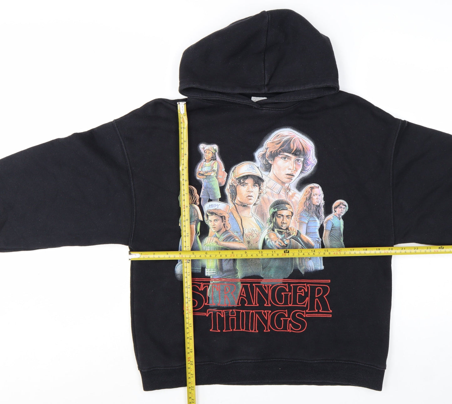 ZARA Girls Black Stranger Things Pullover Hoodie 13-14 Years Fleece Lined