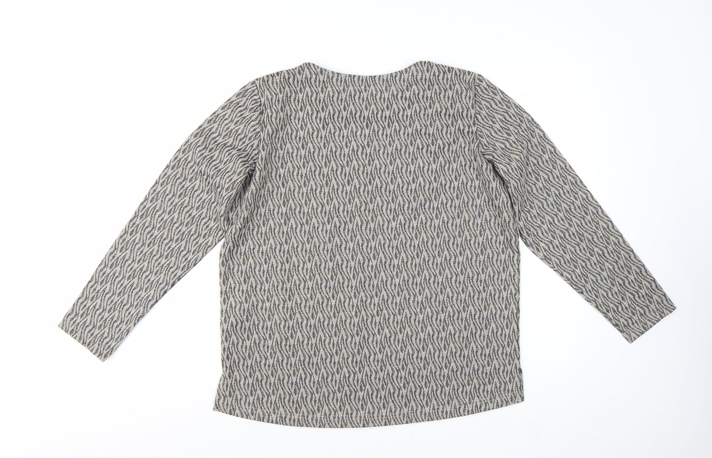 Country Collection Women's Beige Geometric Tunic Top M Long Sleeve Stretch
